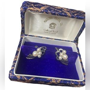 Maruwa pearl co. Sterling silver pearl earrings